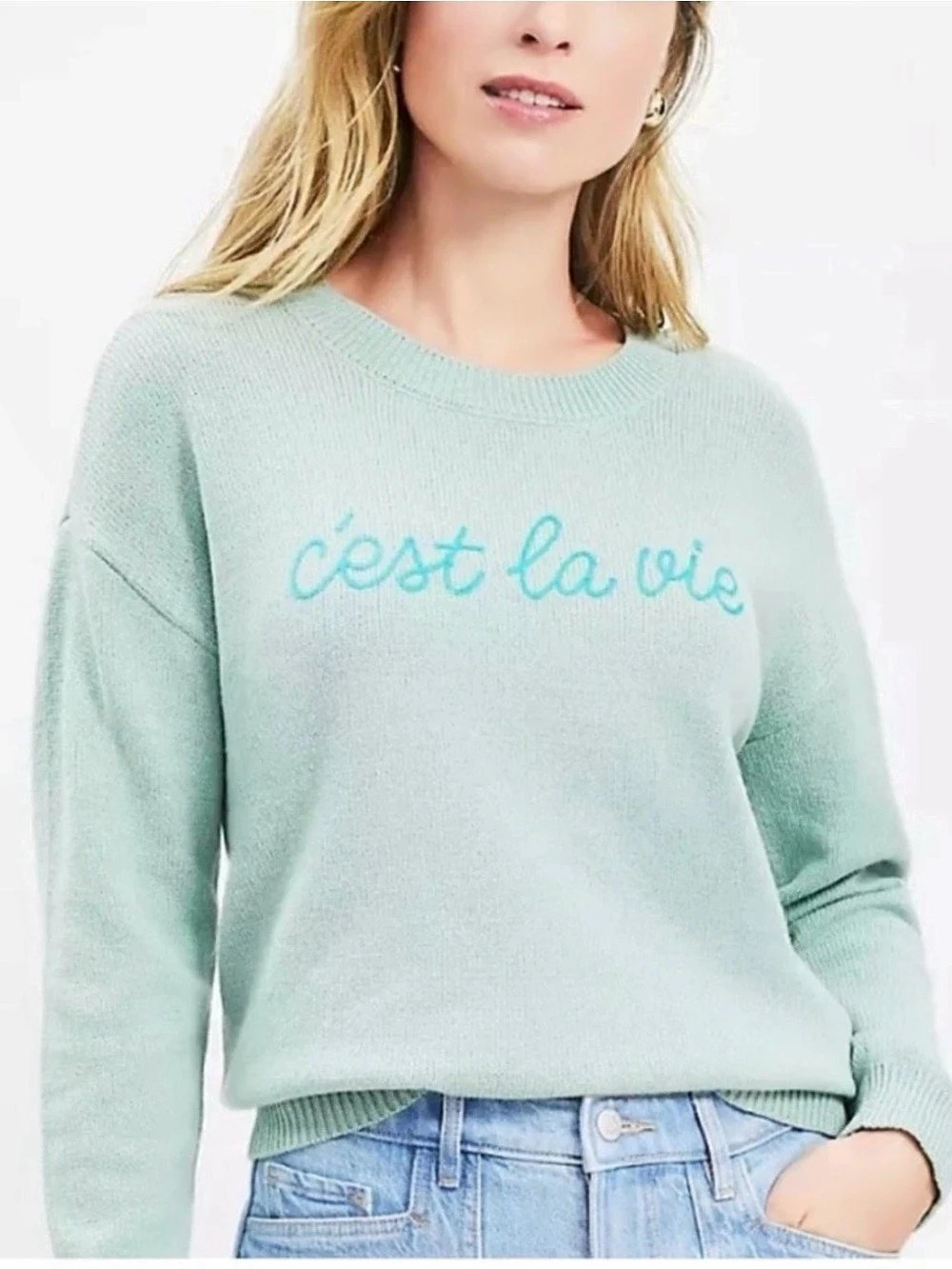 LOFT C'est La Vie Mint Green Sweater